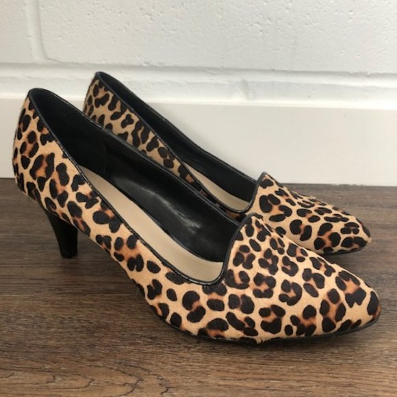 Nine West Faux Fur Leopard Print Pumps - Picture 1 of 7